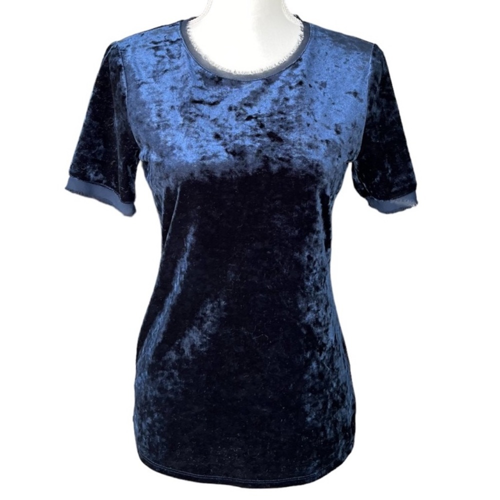 NWT Philosophy-Crushed Navy Velvet Top